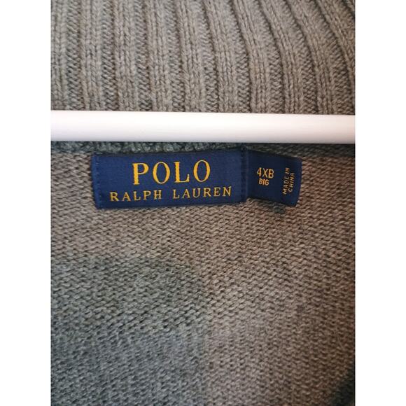 Polo Ralph Lauren Sweater Men 4XB Gray Zip Classic Minimalist Mock Neck Pullover - Picture 3 of 10